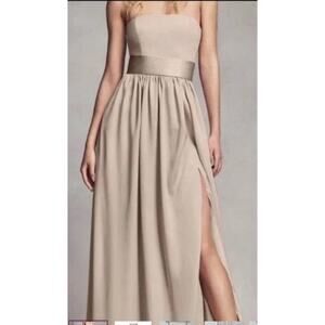 White By Vera Wang Dress Strapless W/Pockets Champagne Sz 2 Wedding Gown Prom